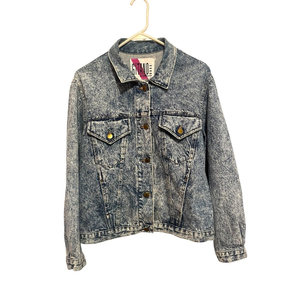 Gitano Vintage 80’s Denim Outerwear Jacket with Pink Accent Size L